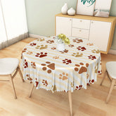 Lofaris Brown Cute Amimal Paw Yellow Stripe Round Tablecloth